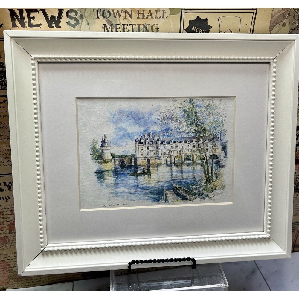 Jegai Chateau De Chenonceau print - River Lake Landscape Trees Chateau Castle